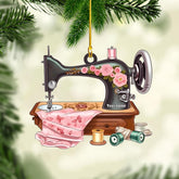 MAPrints Personalized Sewing Machine Christmas Ornament 2024, Sewing Acrylic 2D Ornament, Sewing Flower Machine Shaped Ornament, Sew & Stitch Sewing Machine Christmas Ornament (Sewing 2)